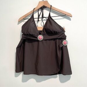 Christina 2PC Halter Medallion Top + Swim Skirt Swim Suit